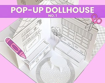 DIY Dollhouse Kit with 4 Pop-Up Rooms, Color and Assemble PDF Download