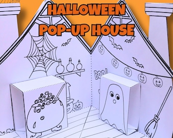 Haunted House Pop Up Room, Halloween Crafts & Coloring Activity,  PDF Digital Download