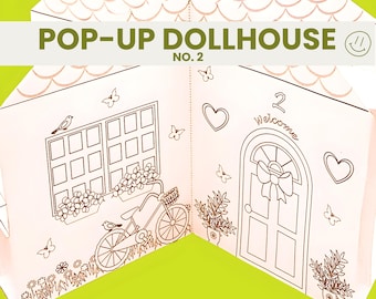 DIY Pop Up Dollhouse Kit - Coloring Activity - PDF Instant Download