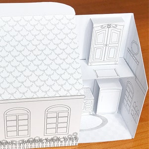 Ausdruckbares Puppenhaus in Box zum bemalen & zusammenbauen/DIY Paper Craft Kit/ PDF Download Bild 2