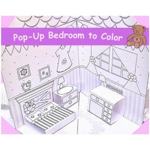 Kit fai da te per realizzare una casa delle bambole pop-up, modello di casa di carta stampabile, download immediato, materiali didattici