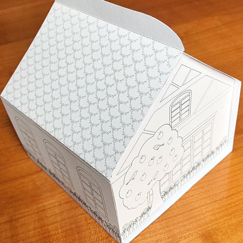 Ausdruckbares Puppenhaus in Box zum bemalen & zusammenbauen/DIY Paper Craft Kit/ PDF Download Bild 8