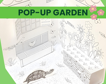 DIY Dollhouse Pop Up Garden - Cut and Color - Paper Craft -  Instant Download