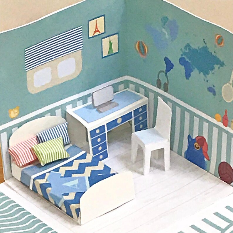 DIY Explosion Box Mini Bedroom to Assemble – Printable PDF Template for ...