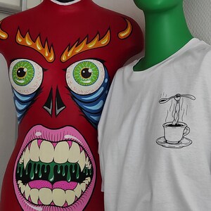 pampludex coffee hero koffie held bio local ethical zeefdruk silkscreen shirt T-shirt unisex S M L XL black white