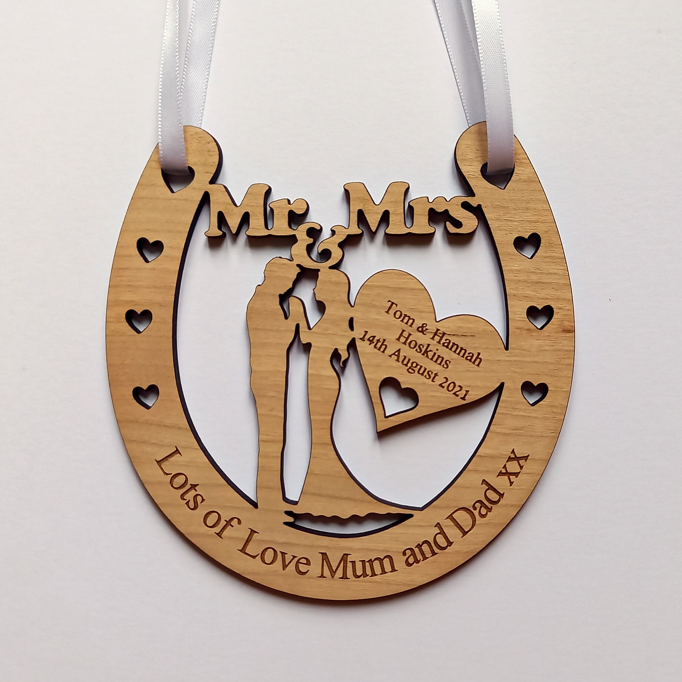 Personalised Mr And Mrs Wooden Wedding Keepsake Lucky Horseshoe Etsy