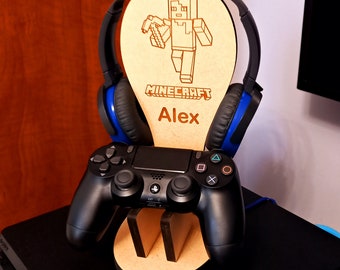 Personalised LOGO Headphones Stand & Controller Holder PS4,PS5 PlayStation and X-box One / X