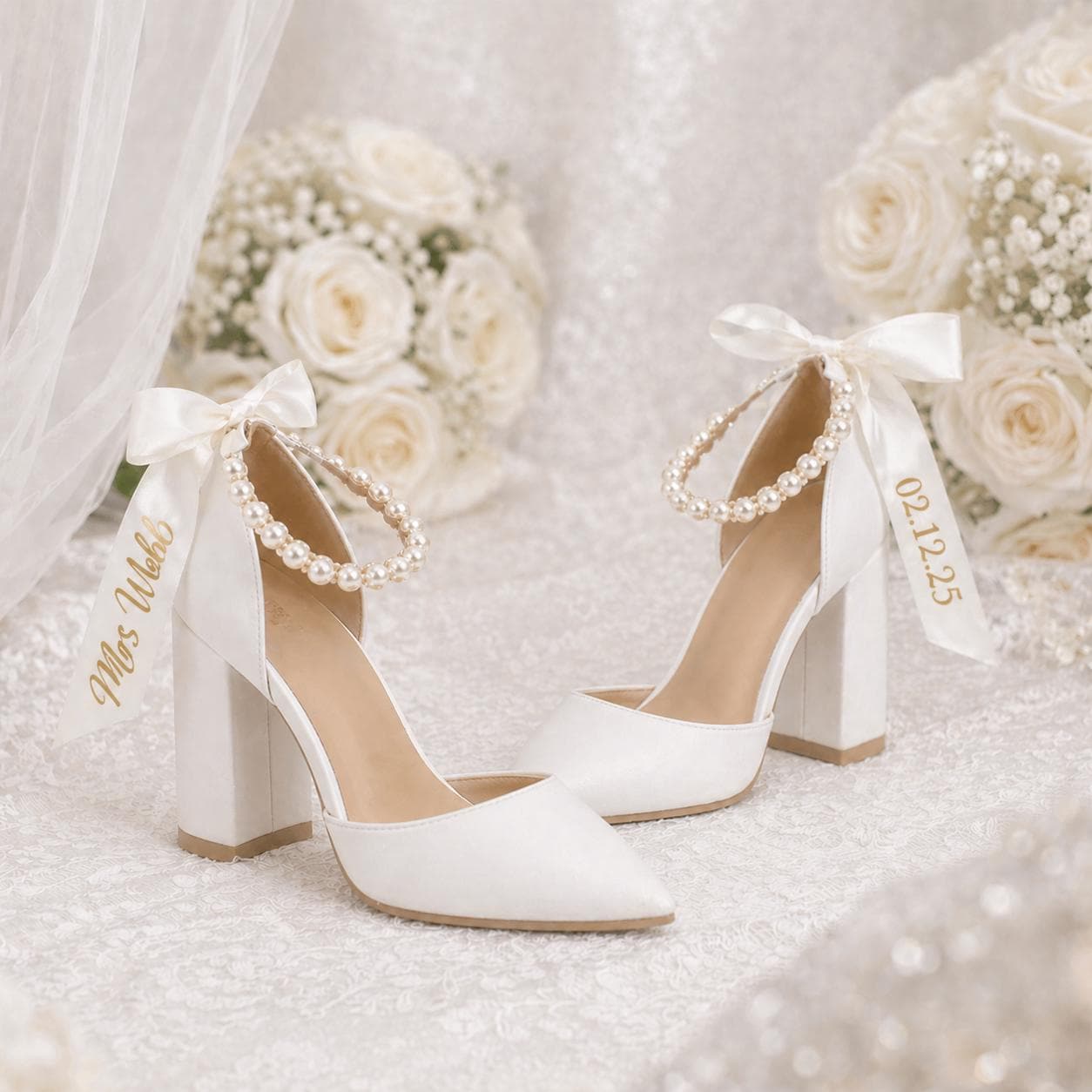 closed toe trendy white heels