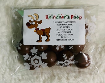 Reindeer Poop, Reindeer Poop Favor Tag, Christmas Treat Bag, Reindeer Poop School Gift ...