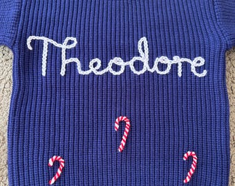 Personalised Christmas Candy Cane Jumper