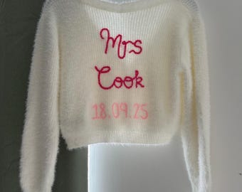 Cárdigan de novia personalizado bordado a mano - Bordado con colores temáticos