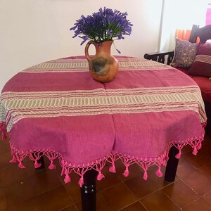 Pink Cotton Mexican Tablecloth - Various Sizes