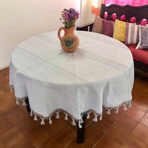 Gray Cotton Mexican Tablecloth - Various Sizes
