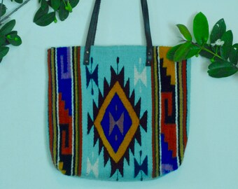 Sac mexicain tissé en bleu clair