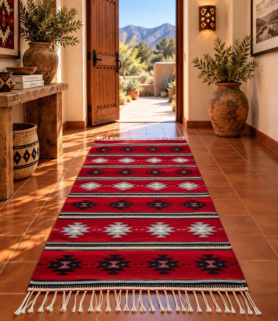 Red Mexican Rugs - Etsy