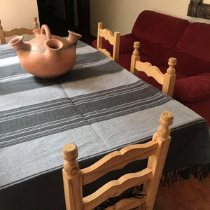 Gray Cotton Mexican Tablecloth - Various Sizes