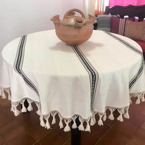 Striped Cotton Mexican Tablecloth - Various Sizes