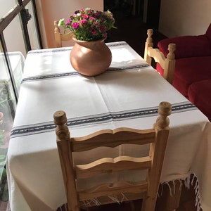 Striped Cotton Mexican Tablecloth - Various Sizes