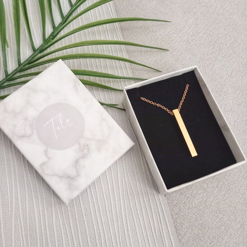 Best Friends Rose Gold 3D Bar Necklace Mothers Day Jewellery Gift For Her Good Luck Birthday Bridesmaid gift Christmas gift