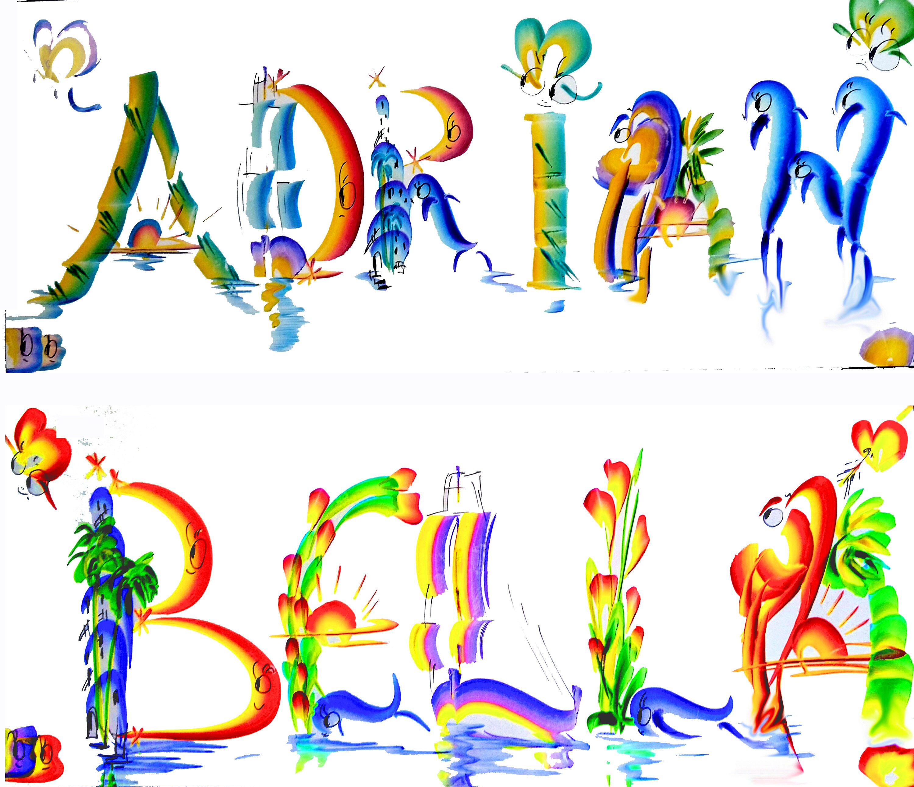 Name letter brush art Personalised plaque 38 cm14 cm Etsy