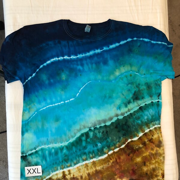 Men's size XXL "tropical shore" tie dye