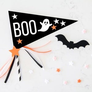Boo Basket Filler, Halloween Flag, Halloween Basket Gift, Kids Halloween Decor, Ghost Pennant, Halloween wand, Printable Halloween Pennants