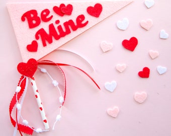 Love Basket Flag, Valentine’s Day basket pennant, Valentine’s wand, Heart photo prop, Valentine’s Party Decor