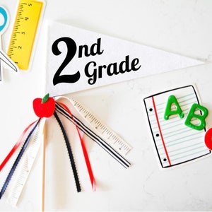 First day of School Flag Photo Prop, 1st day of School Pennant, Back to School Sign, Last day of School, Grades Preschool through 8th Grade