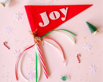 Felt Christmas Flag, Christmas Pennant, Christmas Wand, Santa Wand, Christmas Party Flag, Christmas Party Pennant