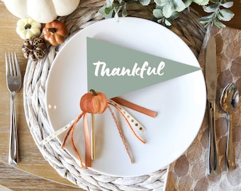 Printable Thanksgiving Pennant Flag, Autumn Decor (Digital Download)