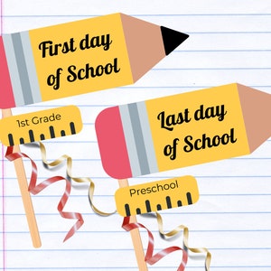 First day of School Flag Photo Prop, 1st day of School Pennant, Back to School Sign, Last day of School, Grades Preschool through 8th Grade