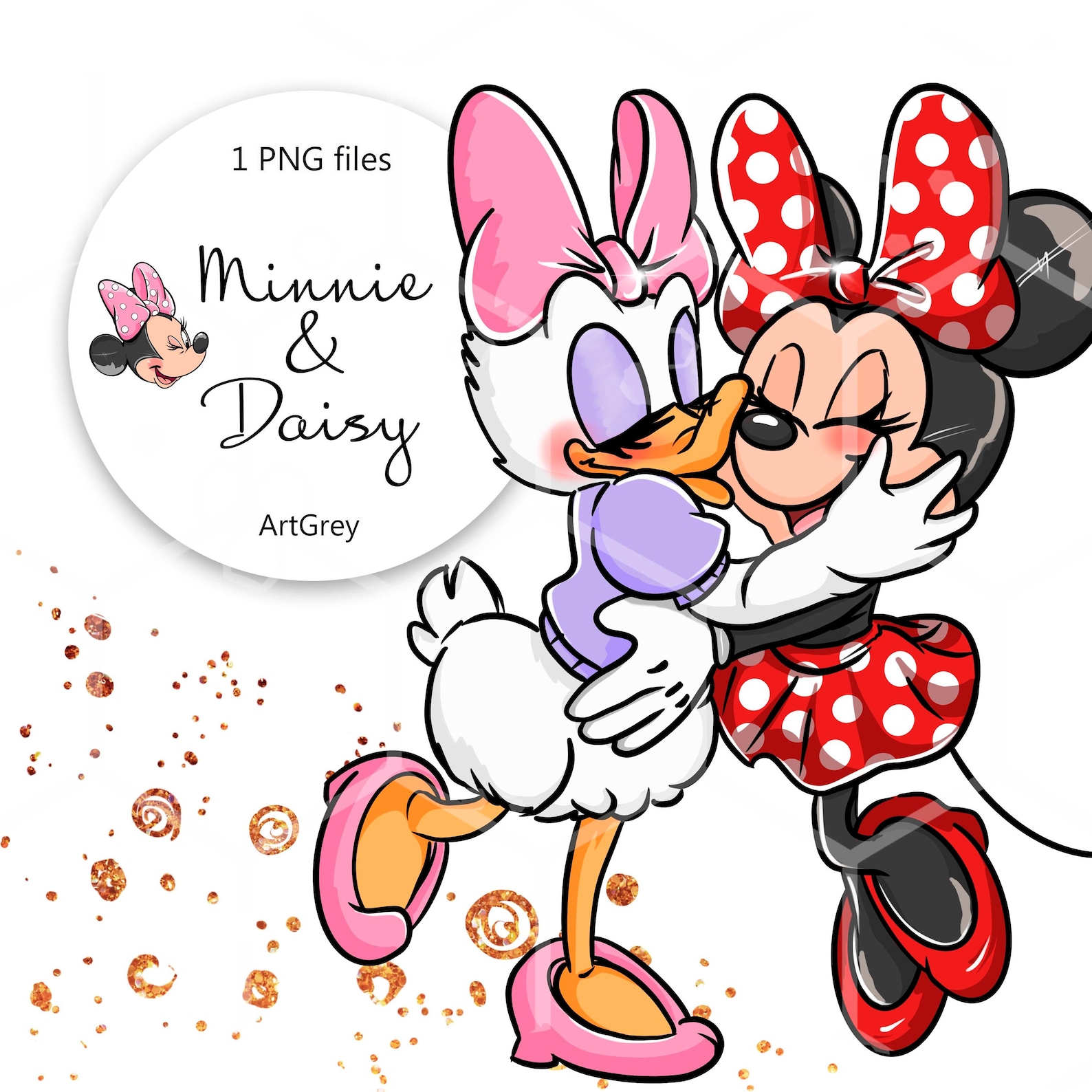 Minnie Mouse Daisy Duck Best Friends Forever Hand-drawn Clip | Etsy