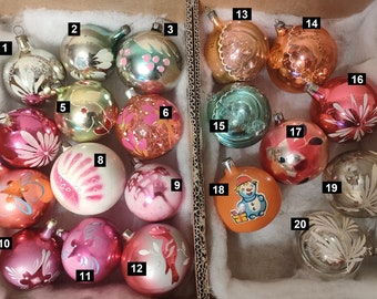 ornements en verre Cristmas de l&#39;URSS soviétique vintage.
