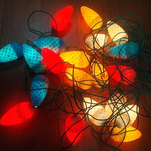 Vintage garland with lights  Christmas tree decor USSR