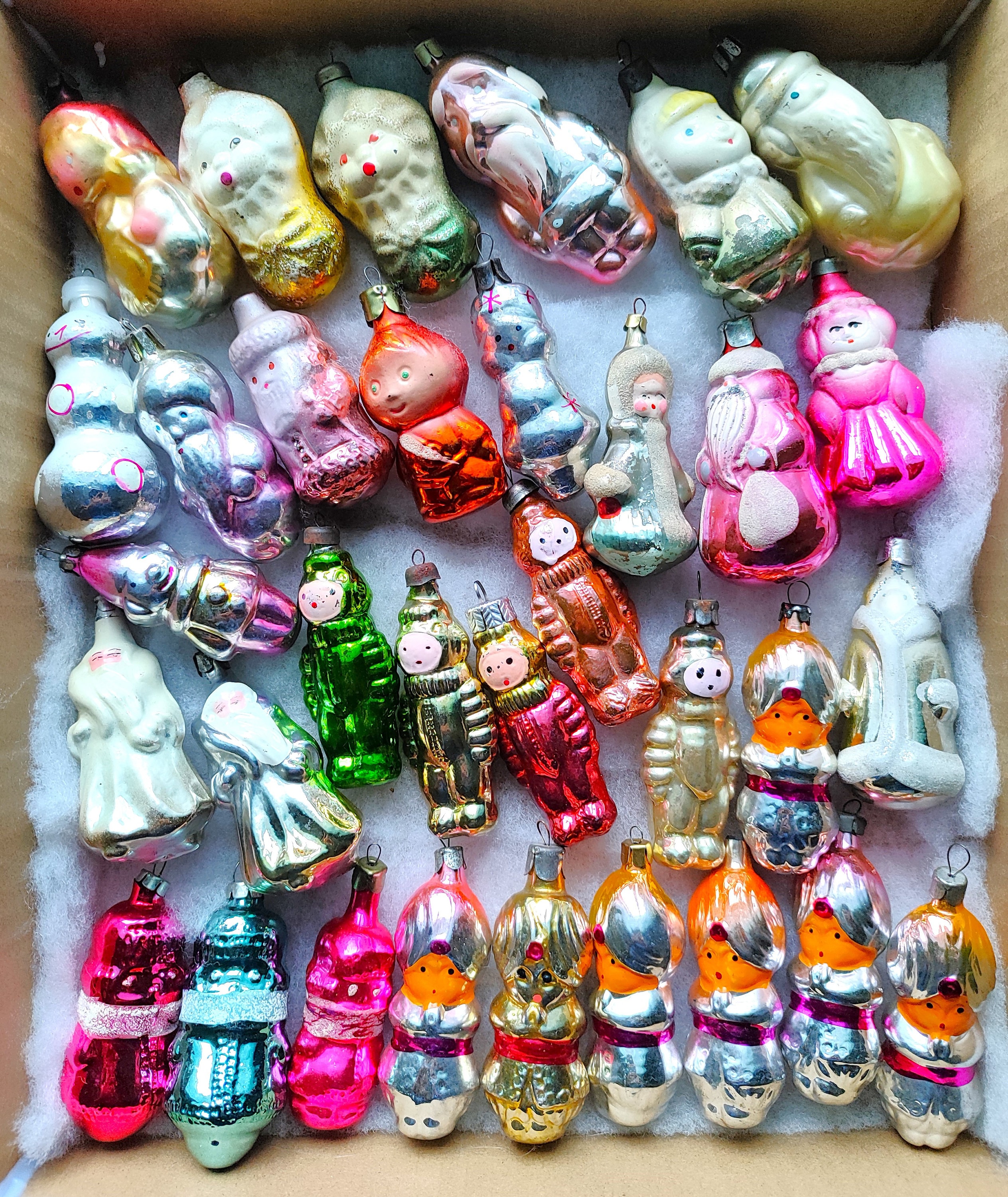 Vintage Soviet USSR Cristmas glass ornaments.