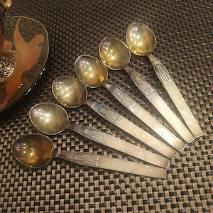 Lot of 6 Vintage USSR  Alpaca silvered Tea Spoons from 1970.