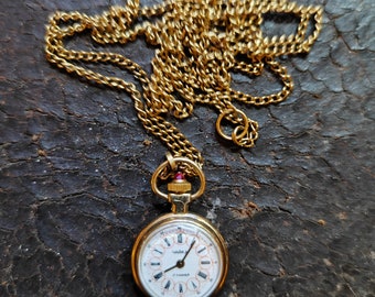 Vintage USSR  Goldplated Womens Pendant Watch Luch .