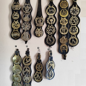 Vintage & Antique Horse Harness  Brass Medallions on leather base.