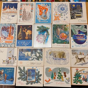Set di 18 cartoline d'epoca URSS "Buon Anno Nuovo".
