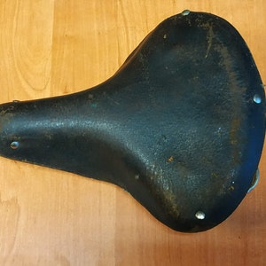 Vintage used  Brawn Leather Bicycle Saddle, Made in USSR