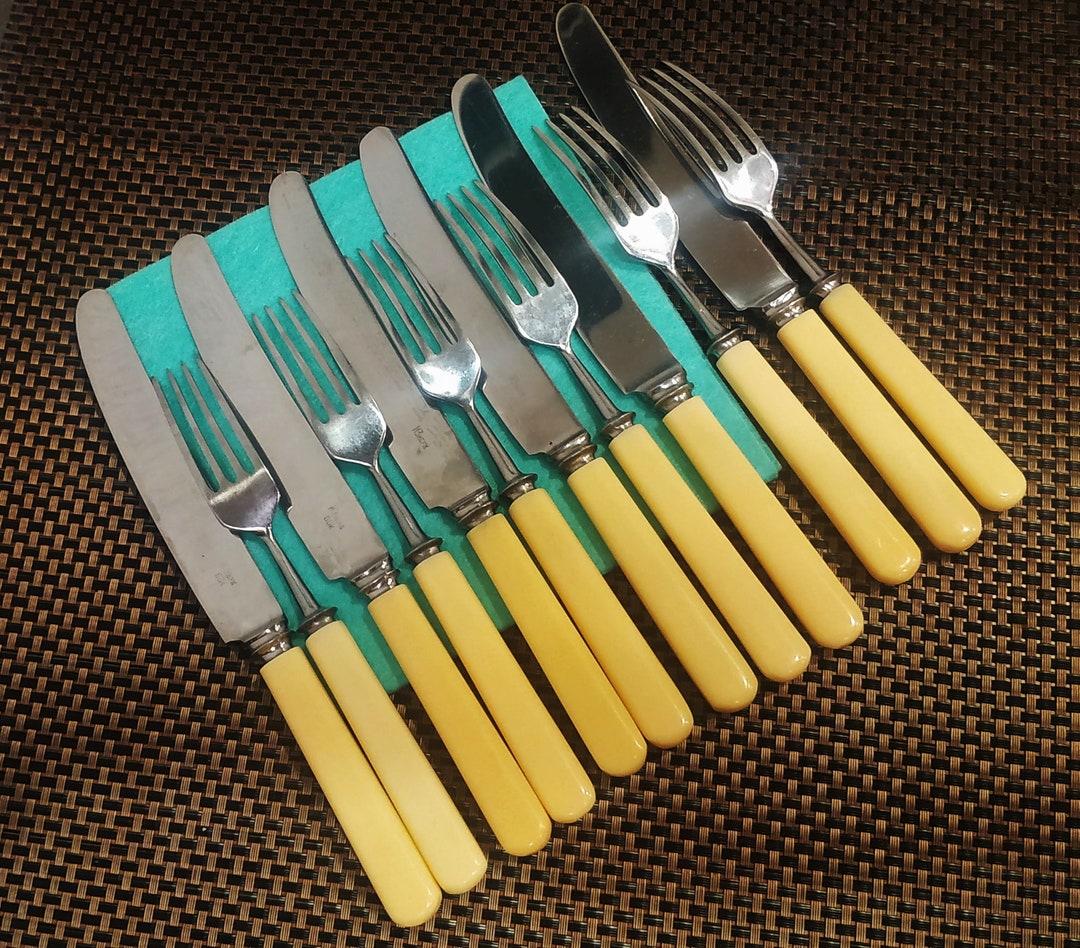 Cutlery Set of 12 Pieces 6 Knives and 6 Forks With Bakelite Etsy