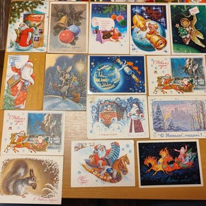 Set di 15 cartoline d'epoca URSS "Buon Anno Nuovo".