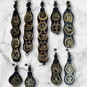 Vintage & Antique Horse Harness  Brass Medallions on leather base.