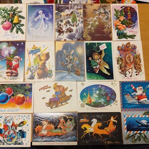 Set di 22 cartoline d'epoca URSS "Buon Anno Nuovo".