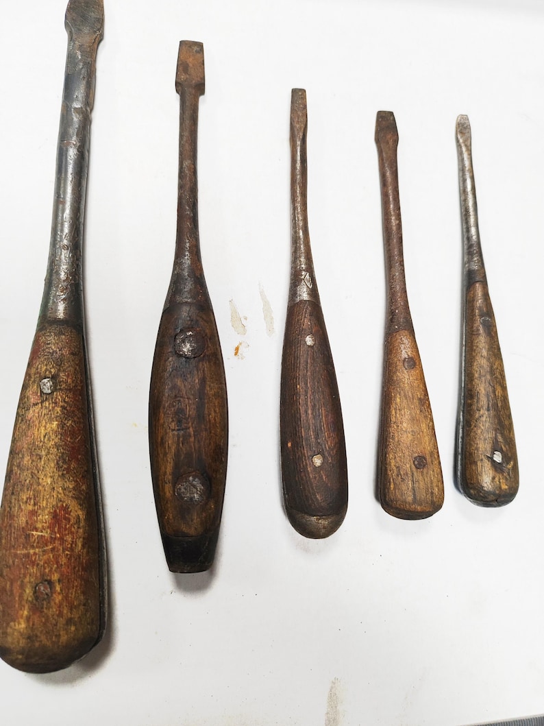 Antique Flathead Screwdriver With Wooden Handle. - Etsy