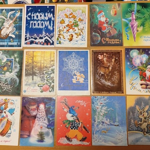 Set di 15 cartoline d'epoca URSS "Buon Anno Nuovo".