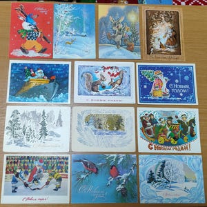 Set di 13 cartoline d'epoca URSS "Buon Anno Nuovo".