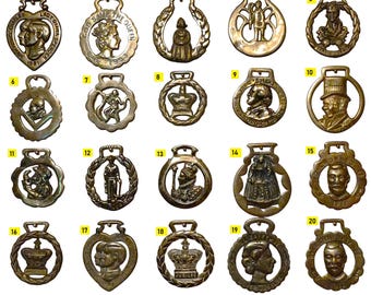 Vintage & Antique Horse Harness  Brass Medallions.