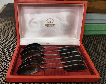Vintage zilverwerk theelepels Melhior bestekset verzilverd Antieke keukenbestekset.