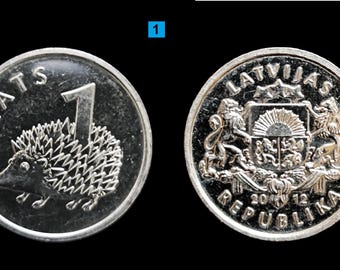 Vintage Latvian One Lats Coins.